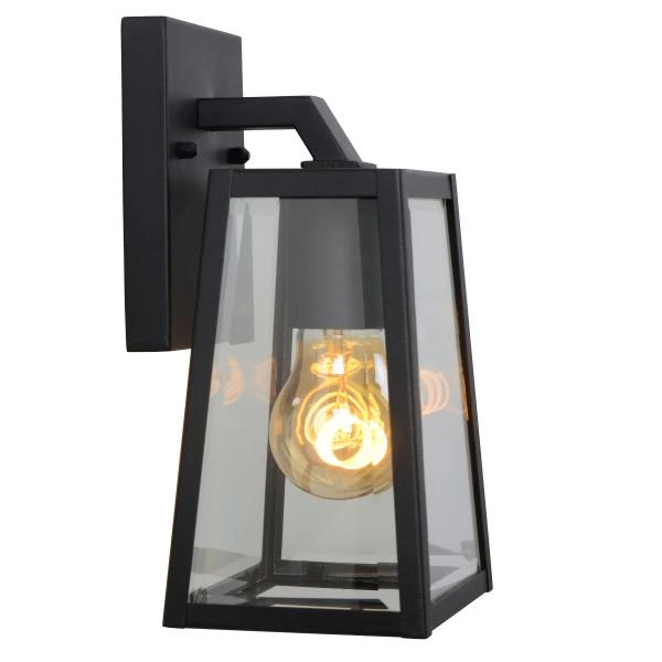 Lucide MATSLOT - Wandlamp Binnen/Buiten - 1xE27 - IP23 - Zwart - detail 1